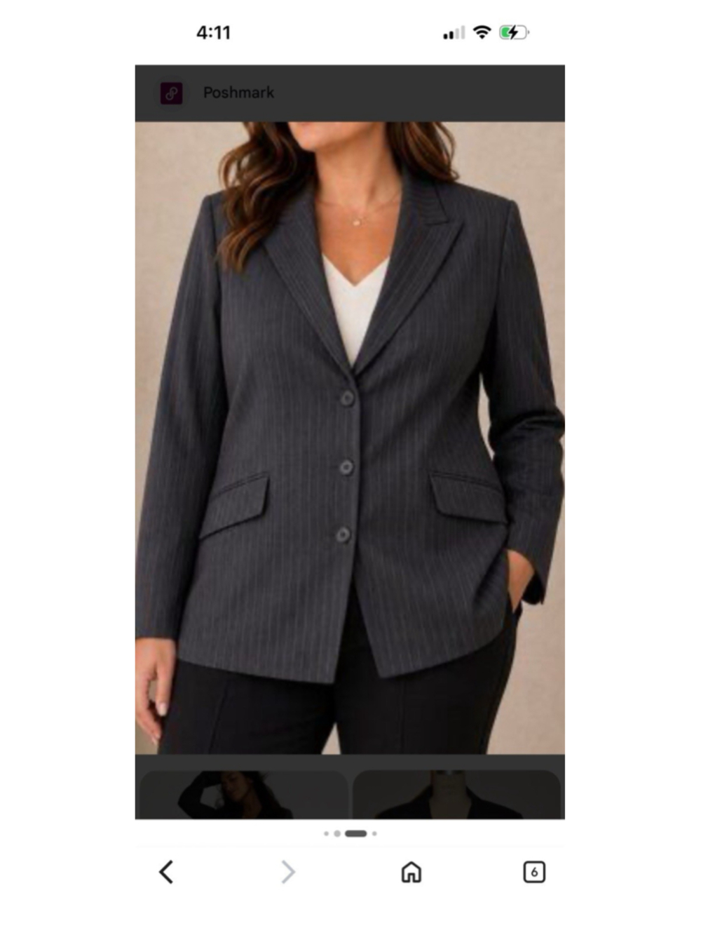 Norma Kamali Black Pinstripe Single Breasted 3 Button Blazer Size 14